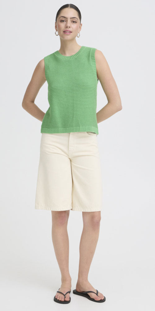 Ichi Tie Back Sweater Vest, green