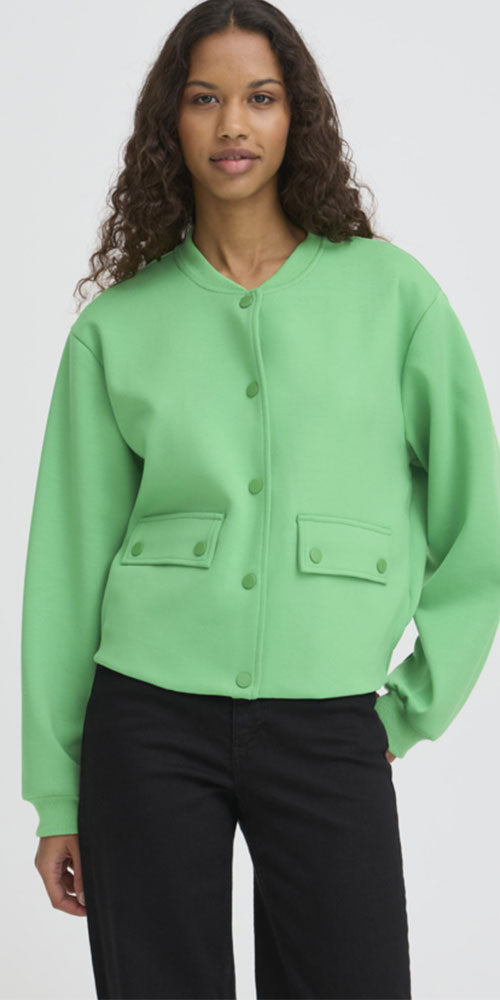 Ichi Sporty Track Jacket, kelly green