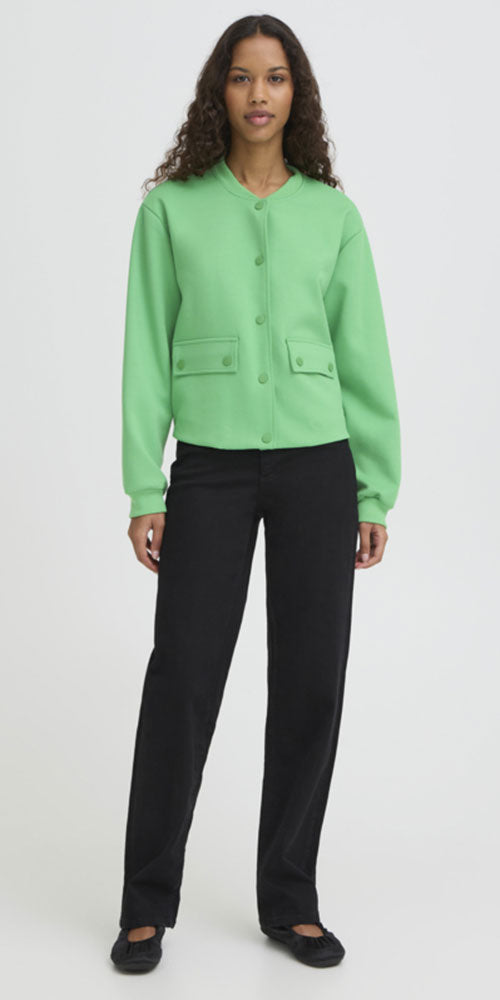 Ichi Sporty Track Jacket, kelly green