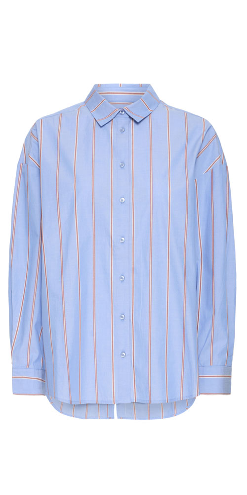 Ichi Vented Button Up Shirt, blue/brown