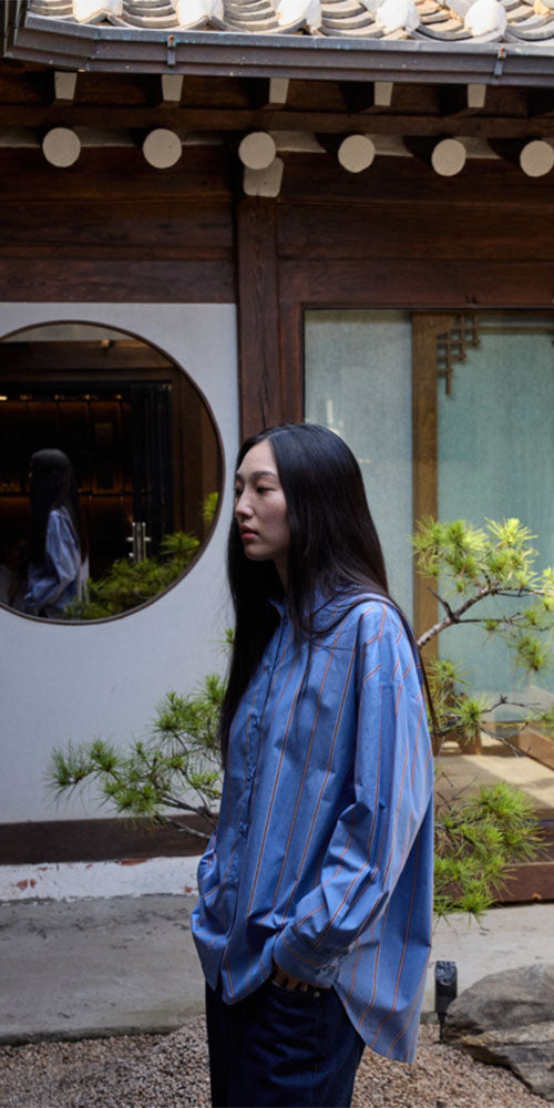 Ichi Vented Button Up Shirt, blue/brown