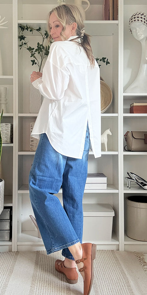 Ichi Vented Button Up Shirt, white
