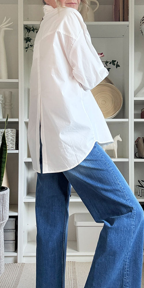 Ichi Vented Button Up Shirt, white
