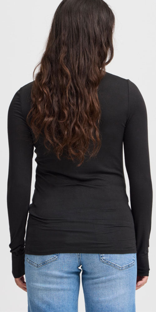 Ichi Viscose Jersey Top, black