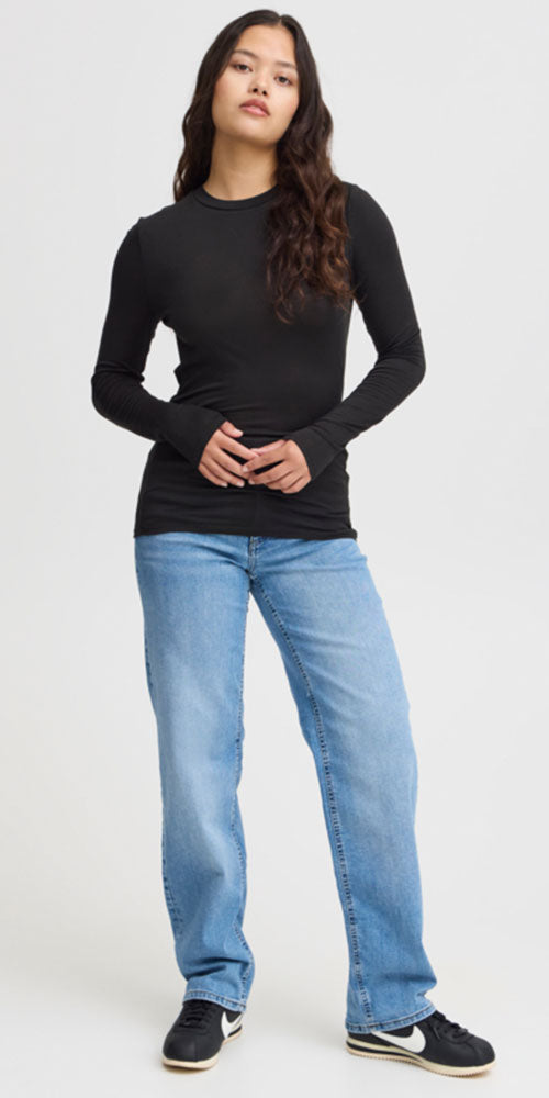 Ichi Viscose Jersey Top, black