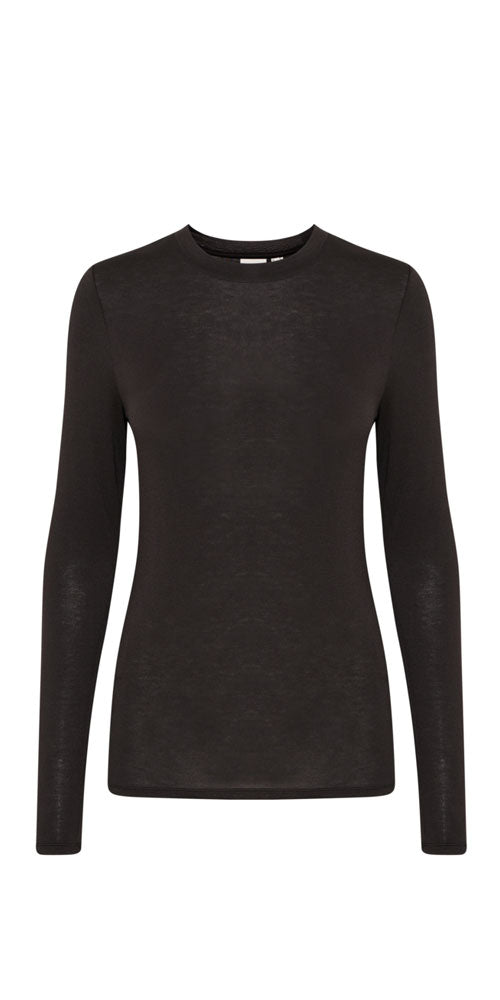 Ichi Viscose Jersey Top, black