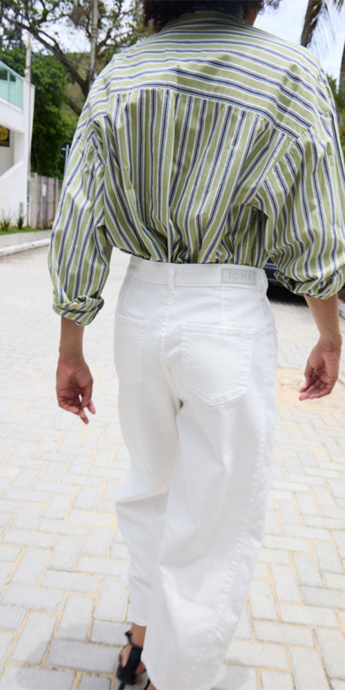 Ichi Darted Barrel Jeans, white