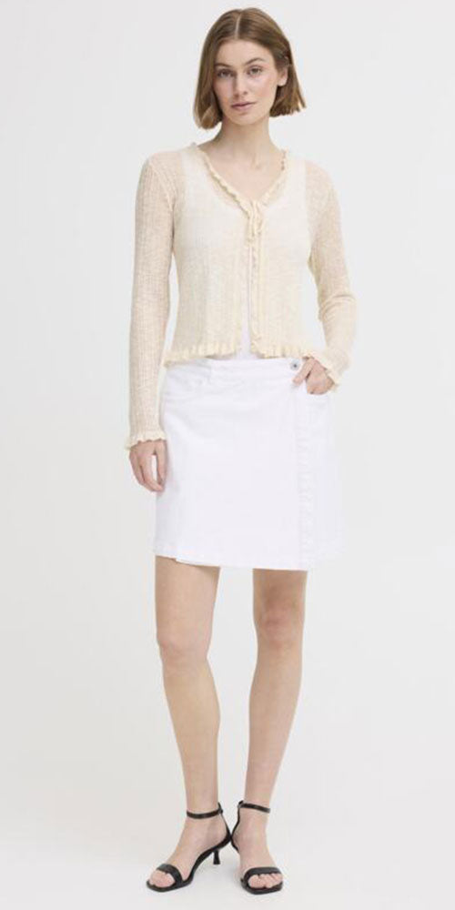 Ichi White Denim Skirt
