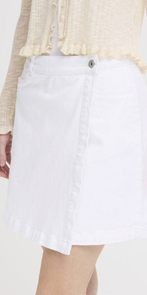 Ichi White Denim Skirt