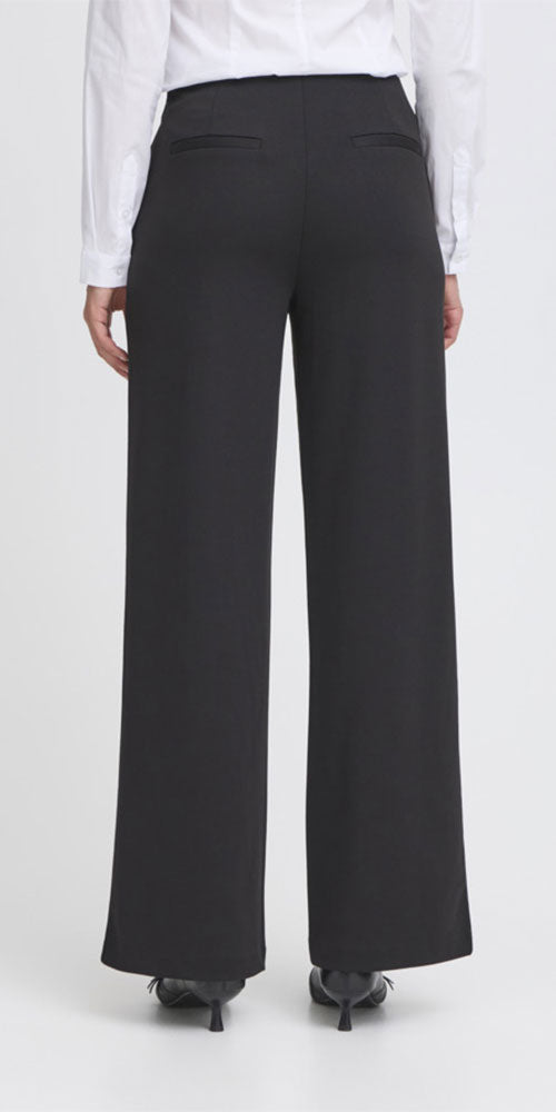 Ichi Wide Leg Ponte Pants, black