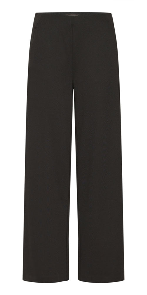 Ichi Wide Leg Ponte Pants, black