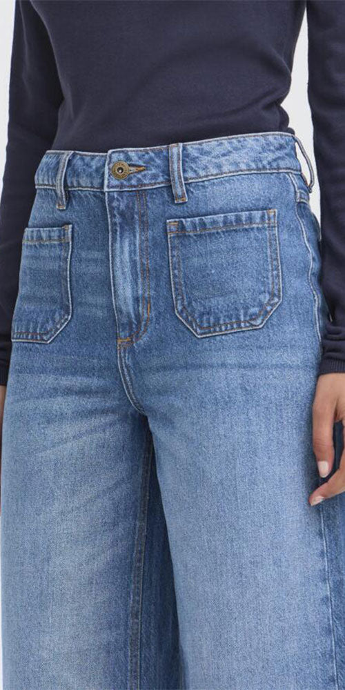 Ichi Wide Cuff Cropped Jeans