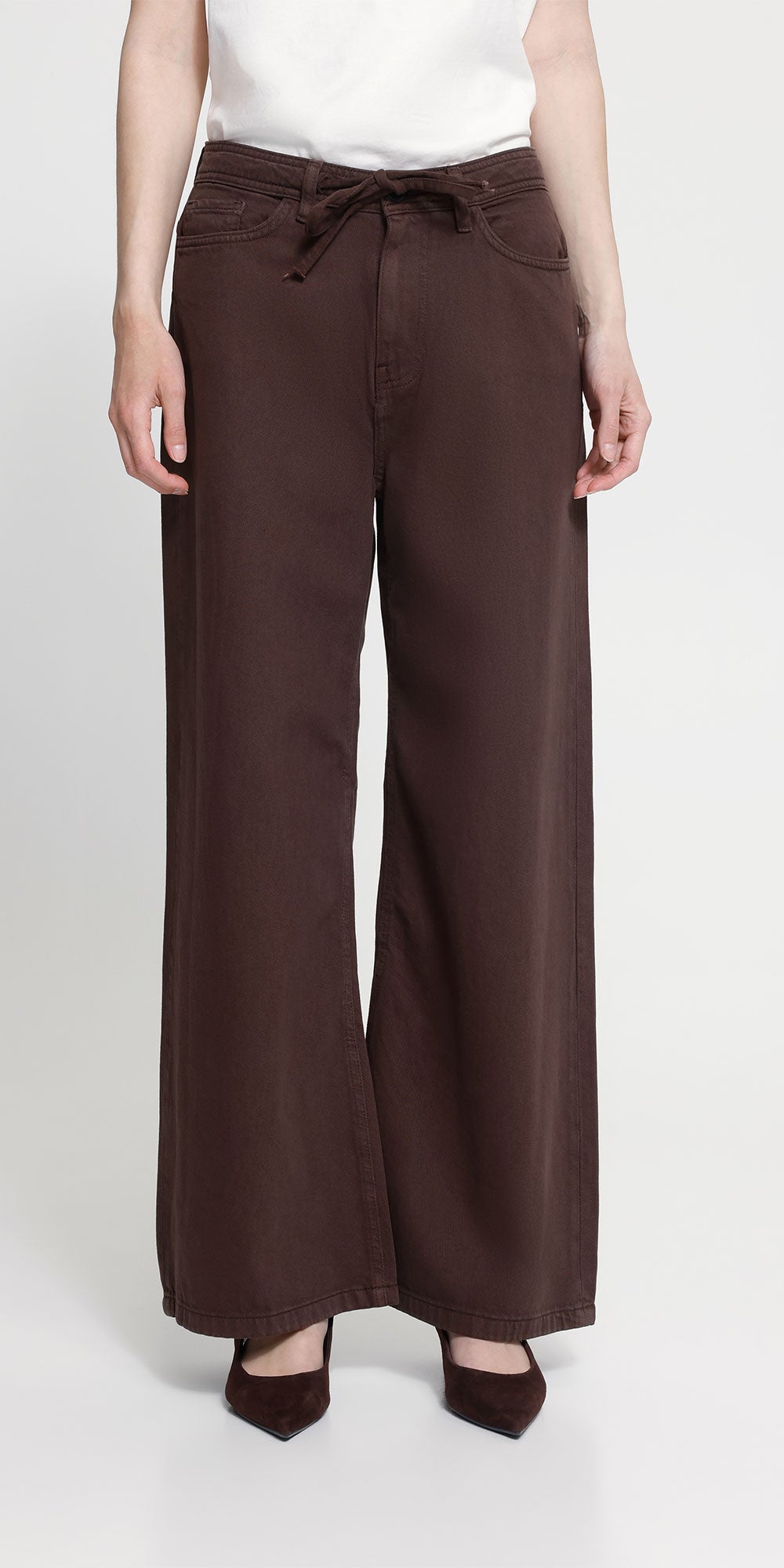 Ichi Wide Leg Jeans, russet brown