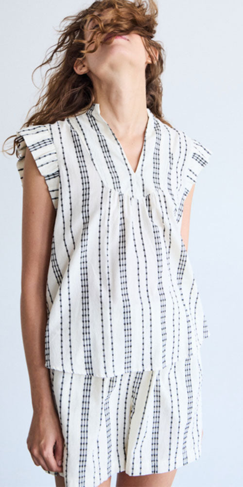 Ichi Woven Stripe Blouse