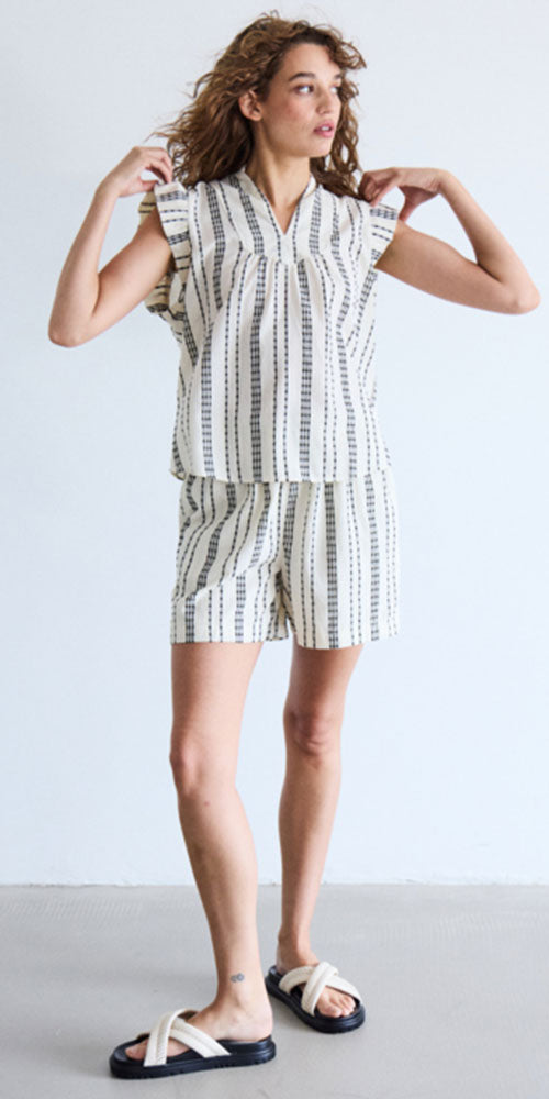 Ichi Woven Stripe Blouse