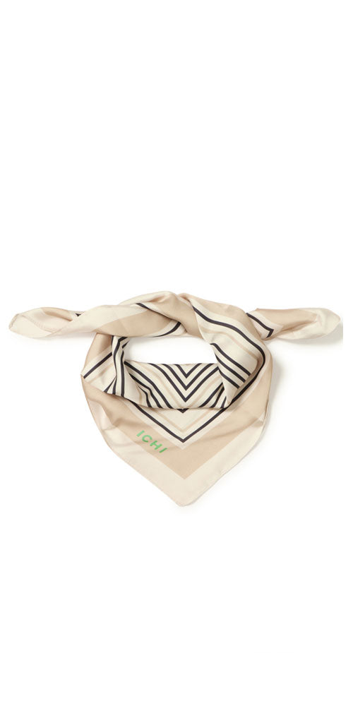 Ichi Satin Geometric Scarf, tan mix