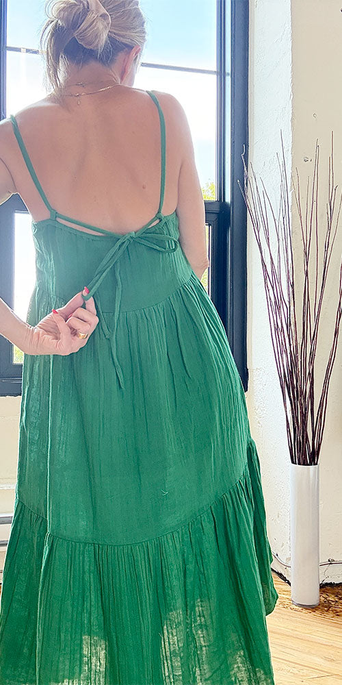Ichi Strappy Beachy Dress, green
