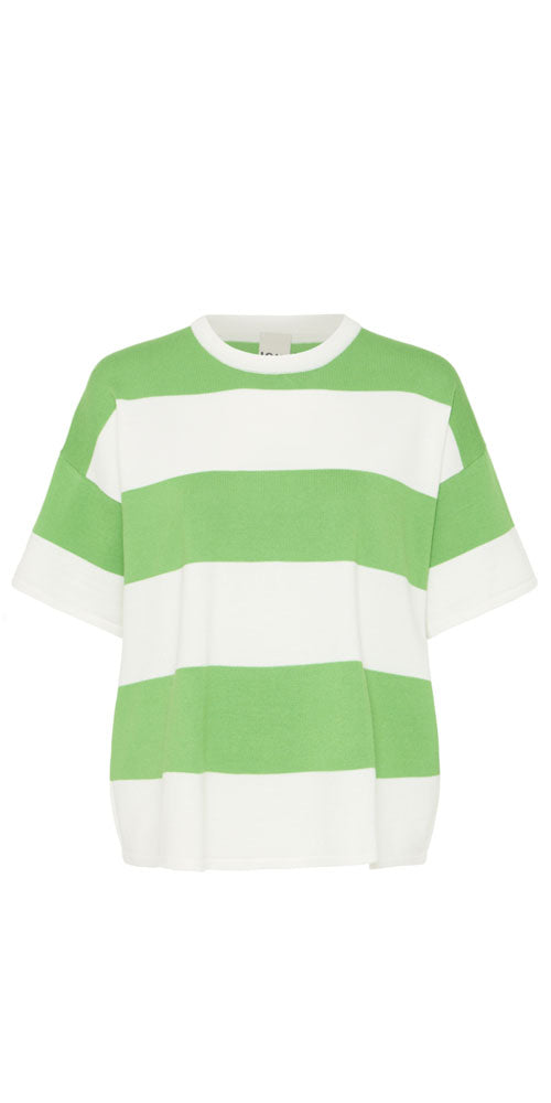 Ichi Fine Knit Short Sleeve Top, green mega