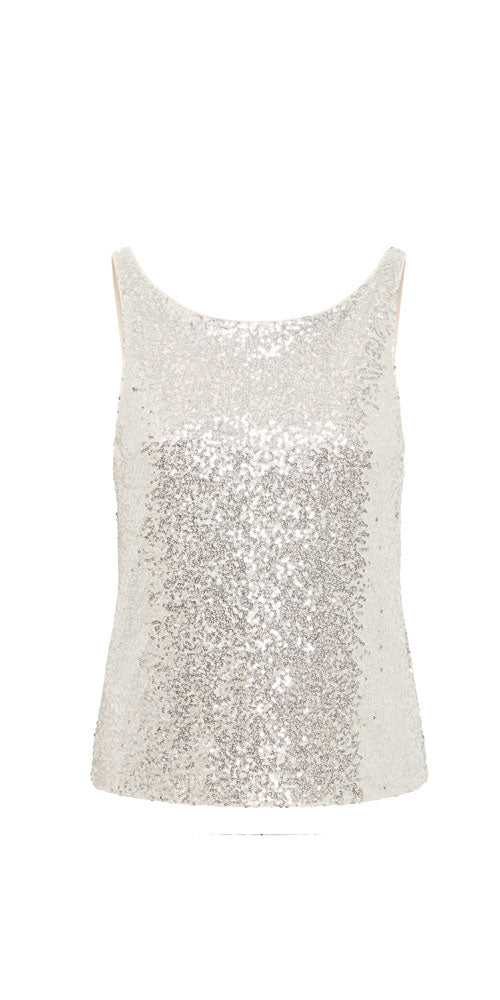 Ichi Sequin Top, frosted almond
