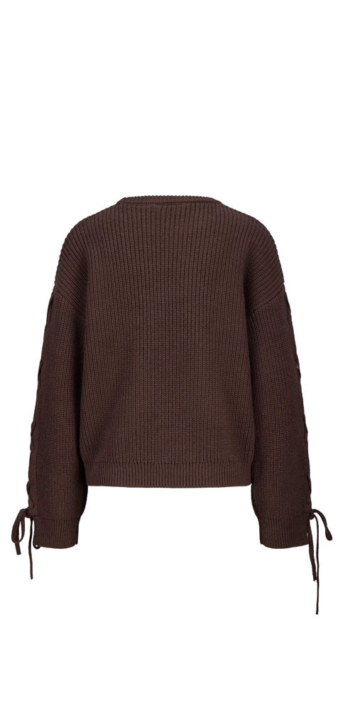 JJXX Lace-Up Sweater, chocolate brown