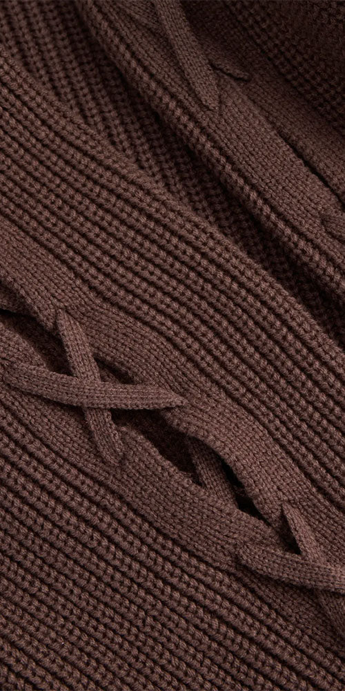 JJXX Lace-Up Sweater, chocolate brown