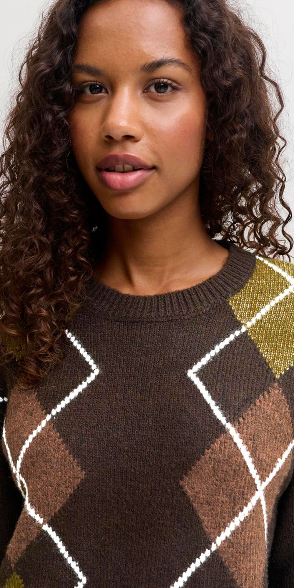 JJXX Argyle Sweater, brown/moss