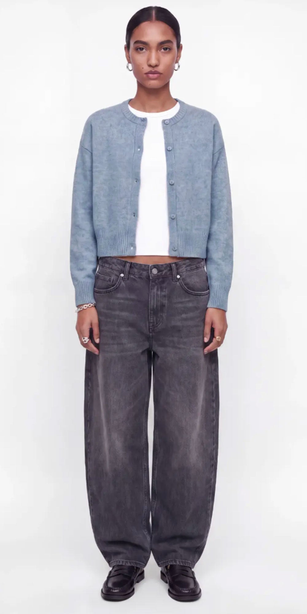 JJXX Waist Length Cardy, blue melange