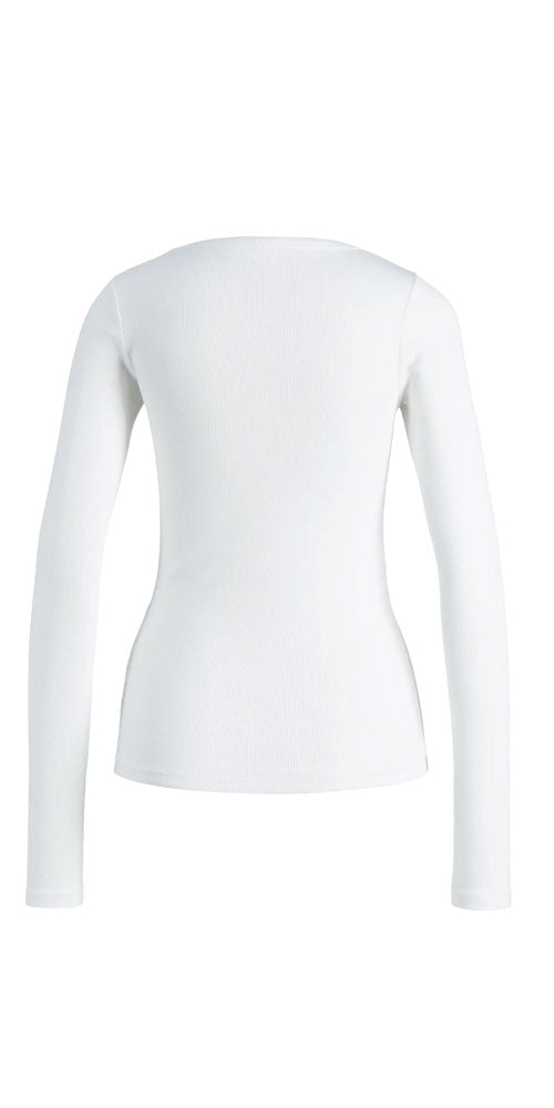 JJXX Ribbed Fitted Long Sleeve Top, white