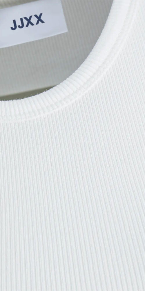 JJXX Ribbed Fitted Long Sleeve Top, white