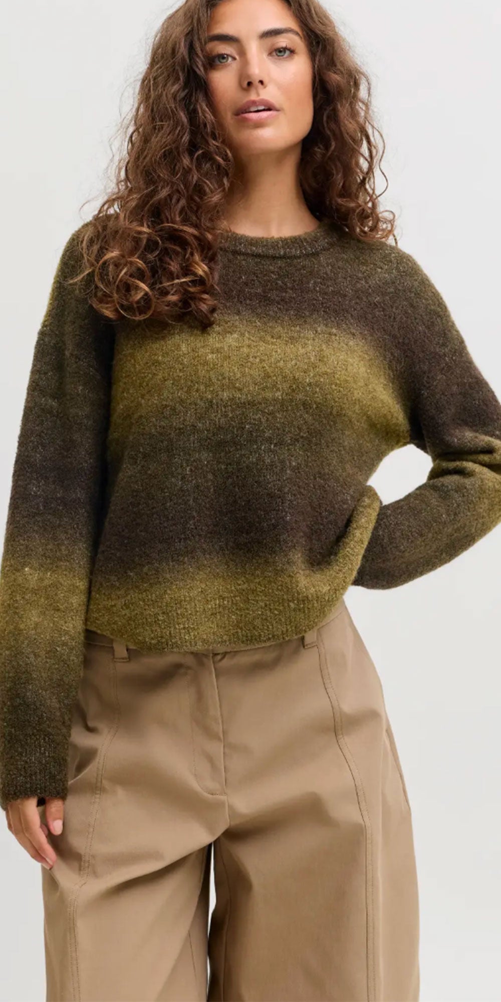 JJXX Ombré Crew Neck Sweater, moss mix