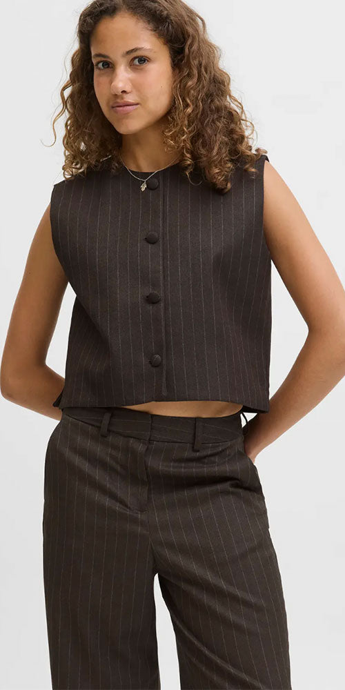 JJXX Pinstripe Vest, brown