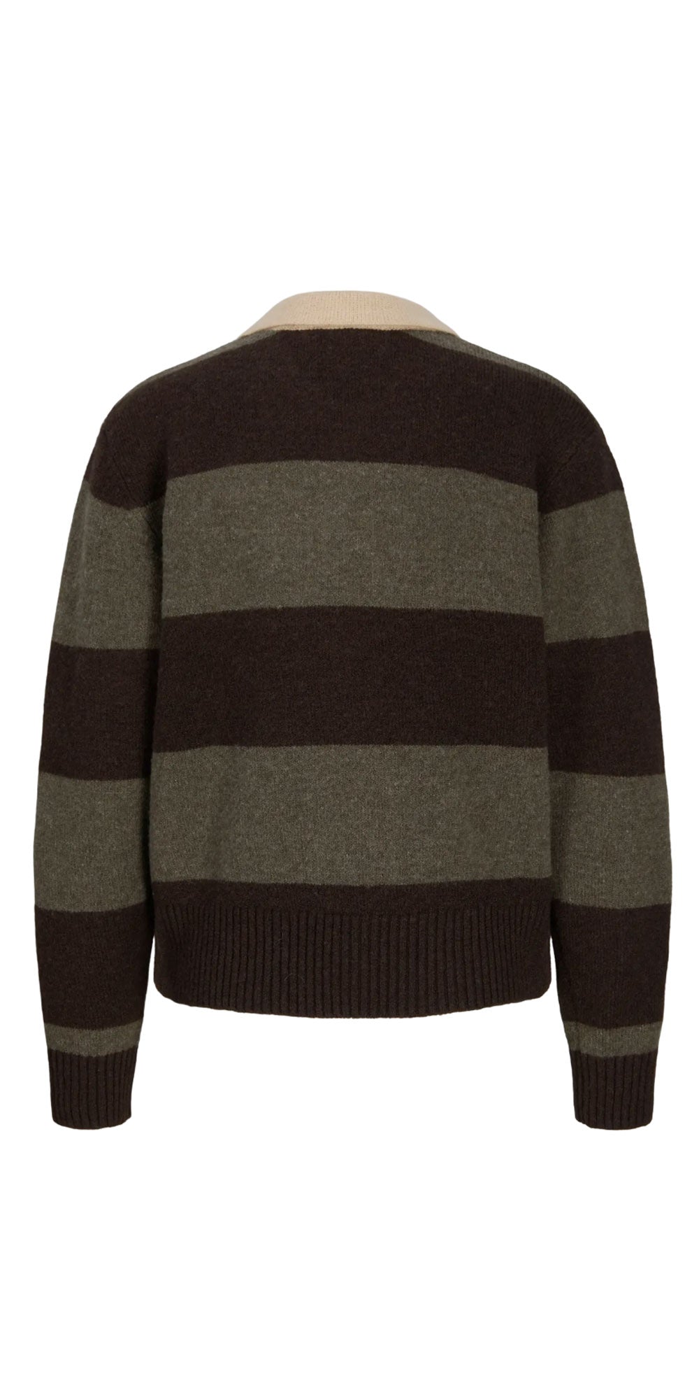 JJXX Rugby Polo Sweater, brown/khaki stripe