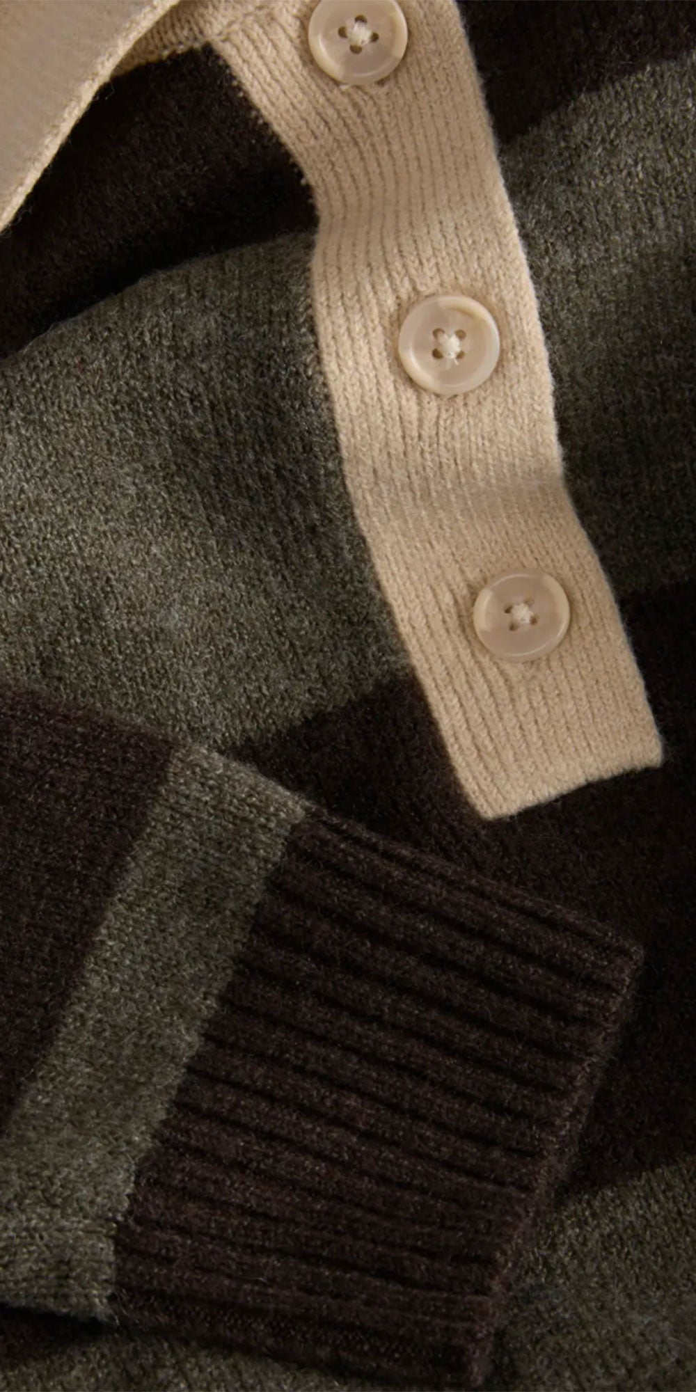 JJXX Rugby Polo Sweater, brown/khaki stripe