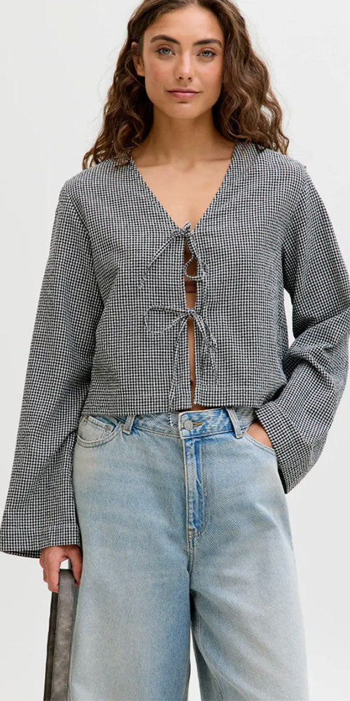 JJXX Seersucker Gingham Tie Jacket