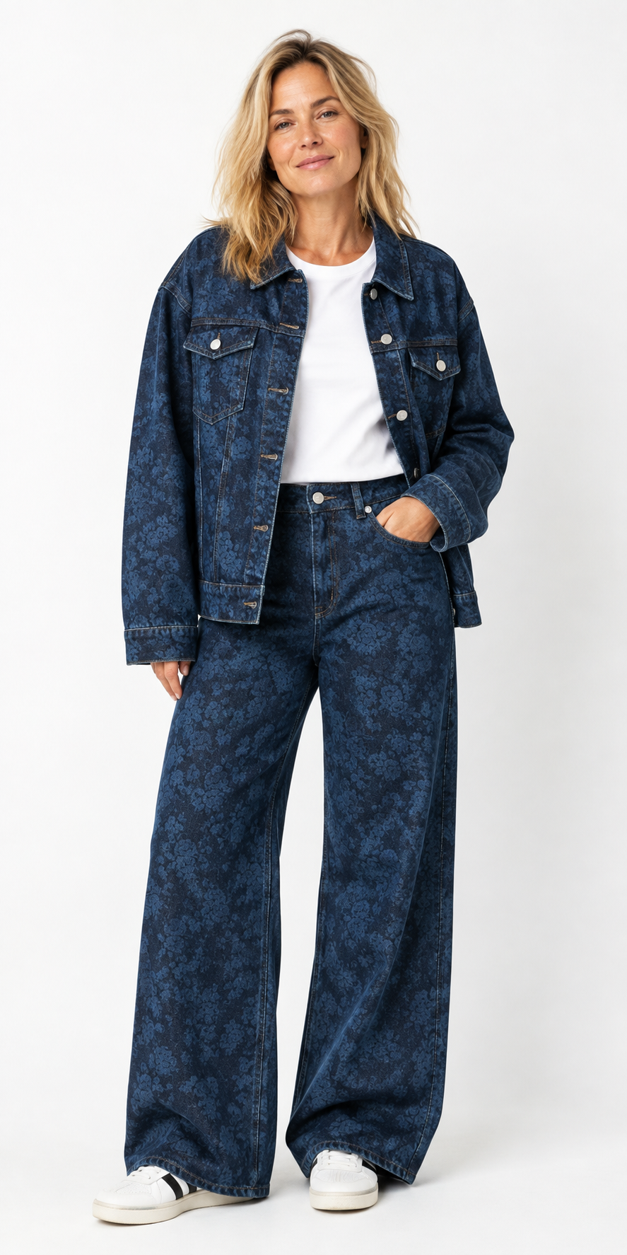 JJXX Floral Denim Wide Jeans
