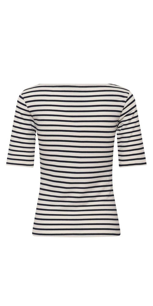 Kaffe Fitted Boatneck Top, navy stripe