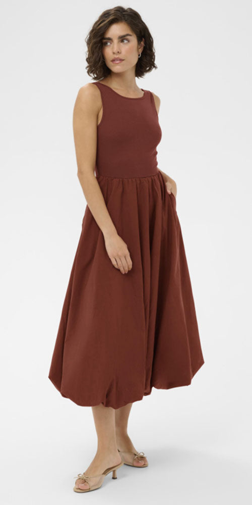 Kaffe Sleeveless Bubble Dress, henna