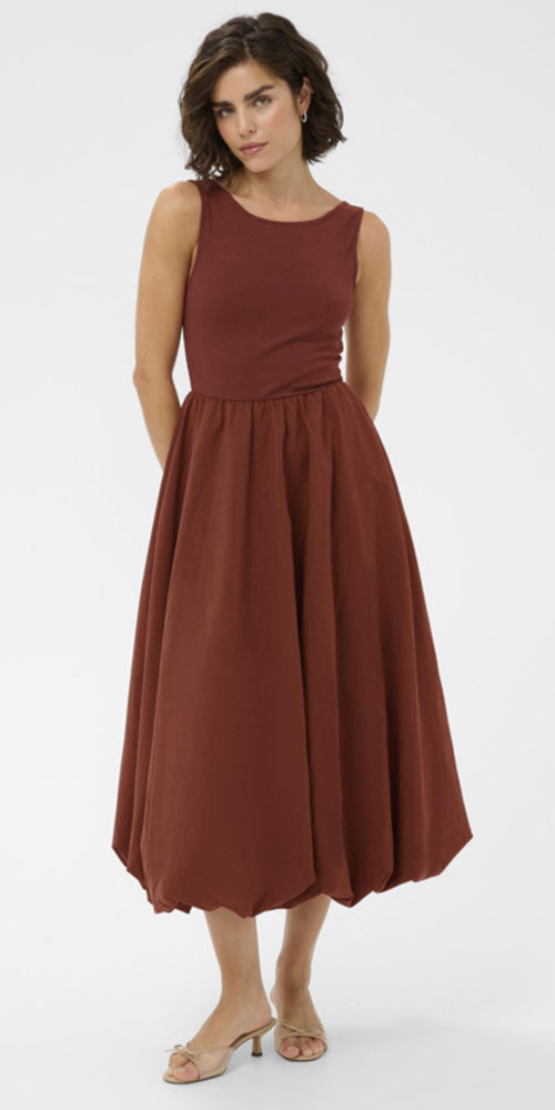 Kaffe Sleeveless Bubble Dress, henna