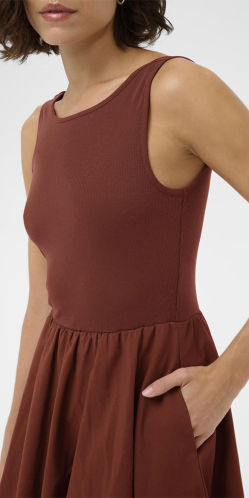 Kaffe Sleeveless Bubble Dress, henna