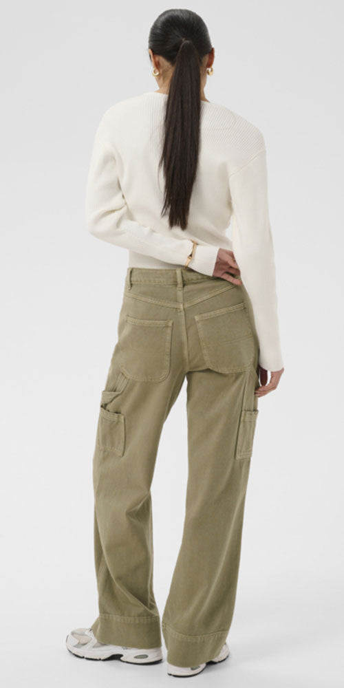 Kaffe Twill Cargo Pants, sage green