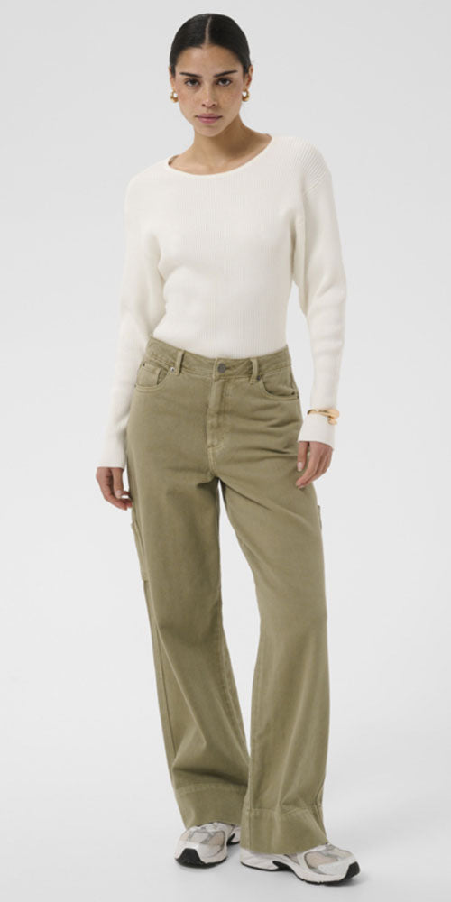 Kaffe Twill Cargo Pants, sage green