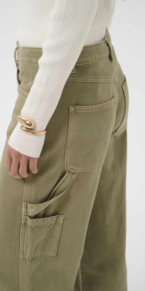 Kaffe Twill Cargo Pants, sage green