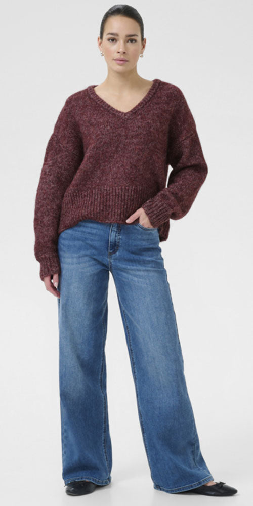 Kaffe Chunky Knit Pullover, wine