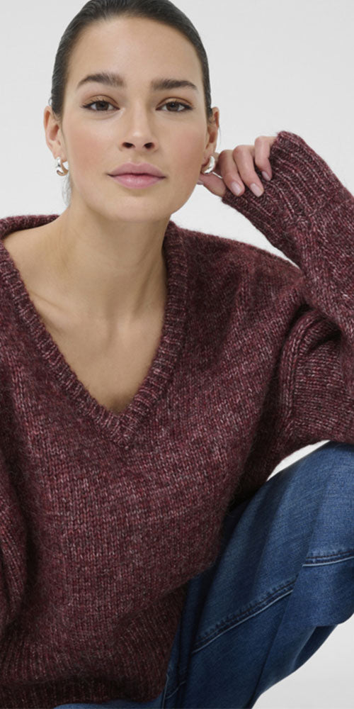 Kaffe Chunky Knit Pullover, wine