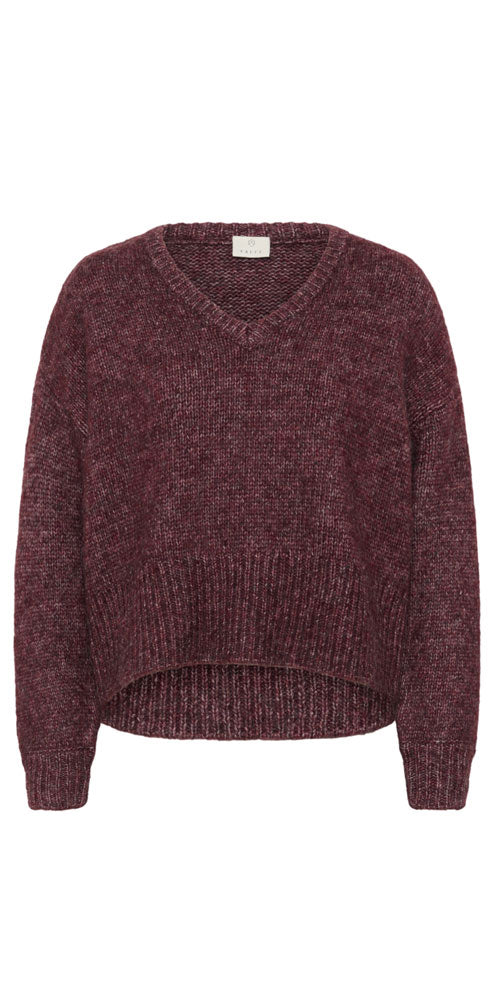 Kaffe Chunky Knit Pullover, wine