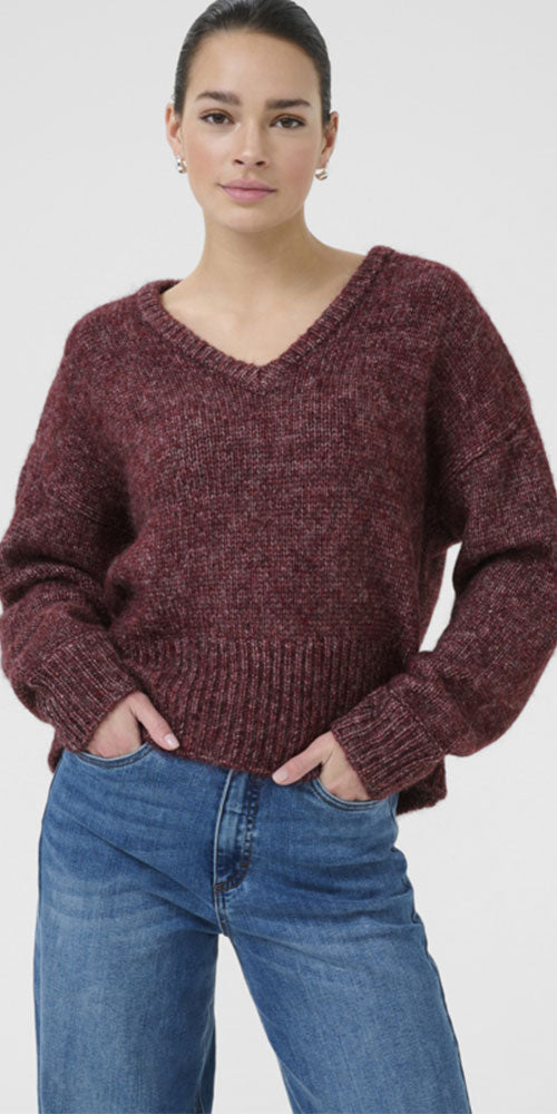Kaffe Chunky Knit Pullover, wine