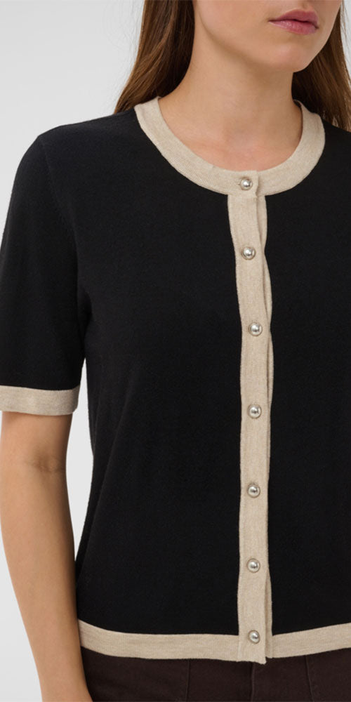 Kaffe Contrast Trim Short Sleeve Cardy