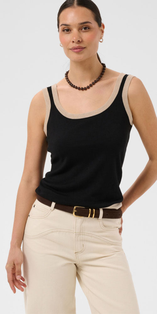 Kaffe Contrast Trim Knit Tank