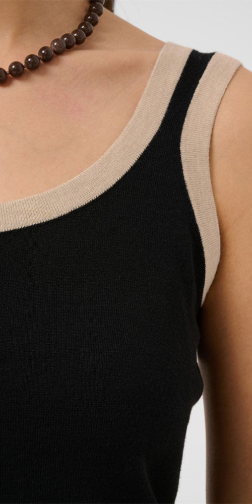 Kaffe Contrast Trim Knit Tank