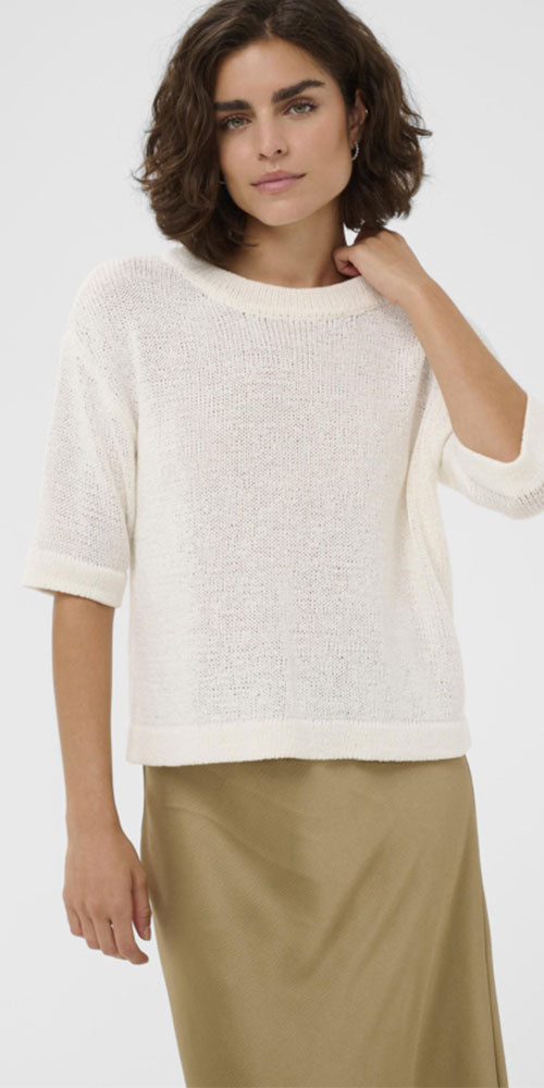 Kaffe Cotton Knit Short Sleeve Sweater